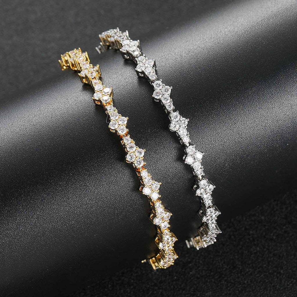 Mens Hip Hop Zircon Tennis Chain Bracelet
