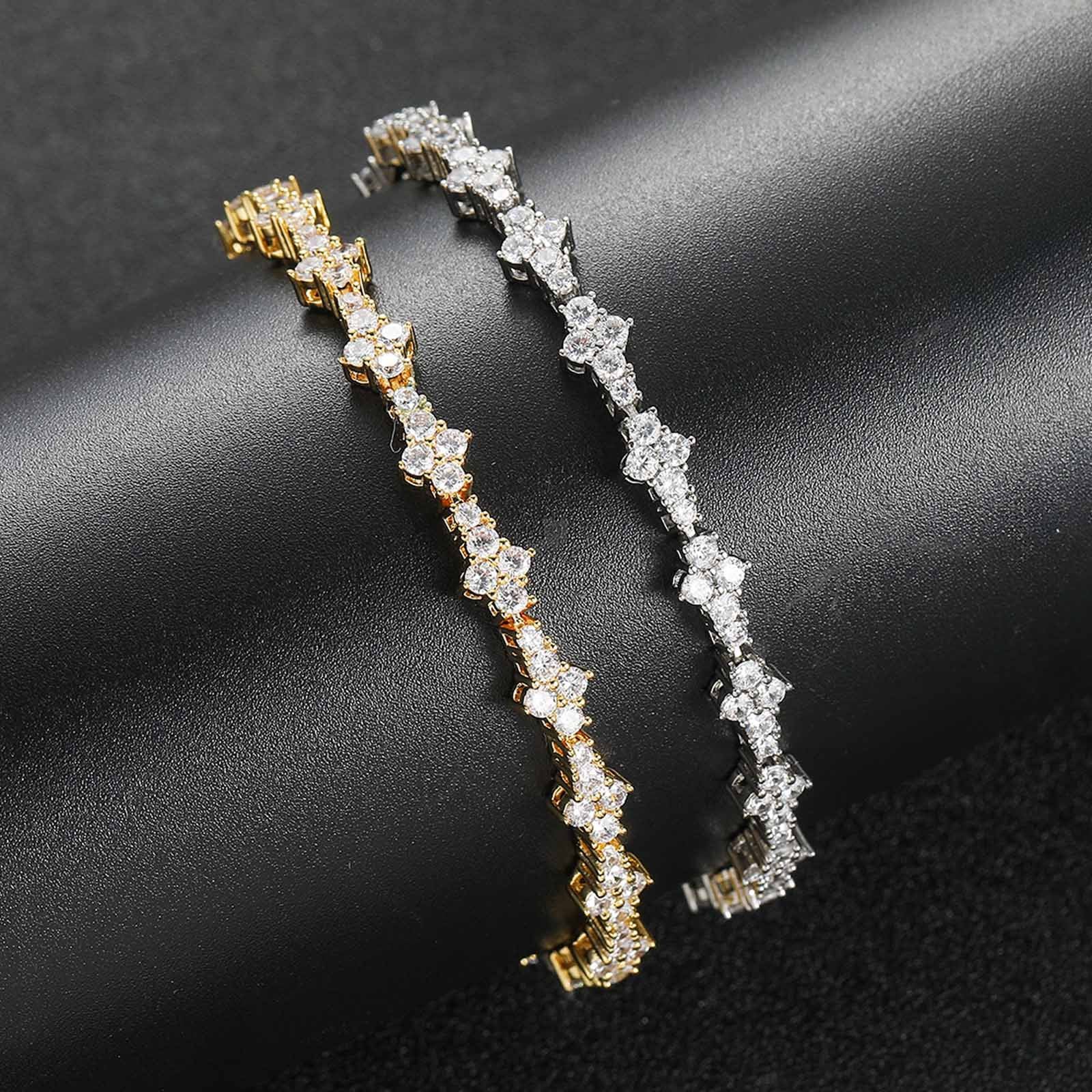 Mens Hip Hop Zircon Tennis Chain Bracelet