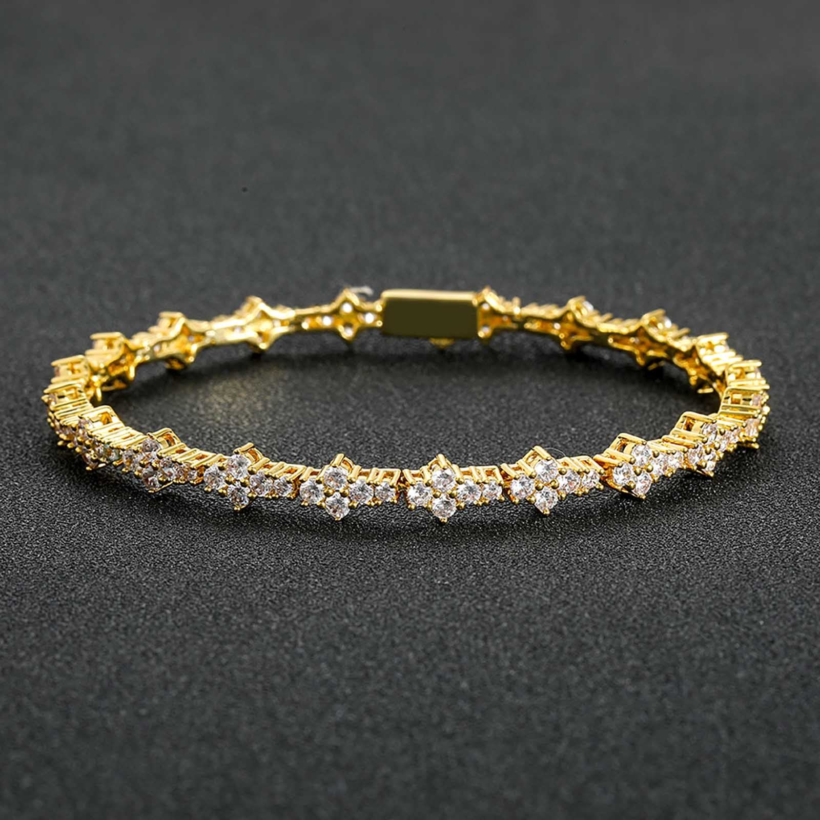 Mens Hip Hop Zircon Tennis Chain Bracelet