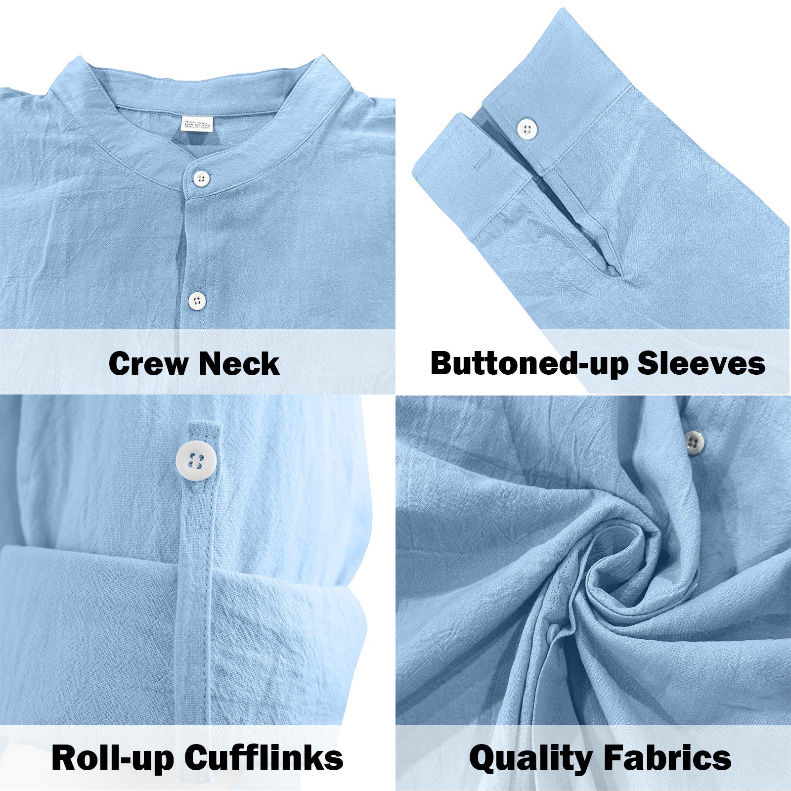 Mens Cotton Linen Button Up Shirt